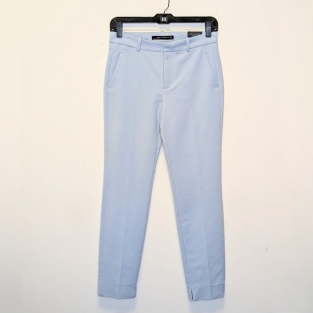 Zara Woman Chino Fit Pants Size 2 Light Blue Tailored Slim Ankle - Picture 7 of 14